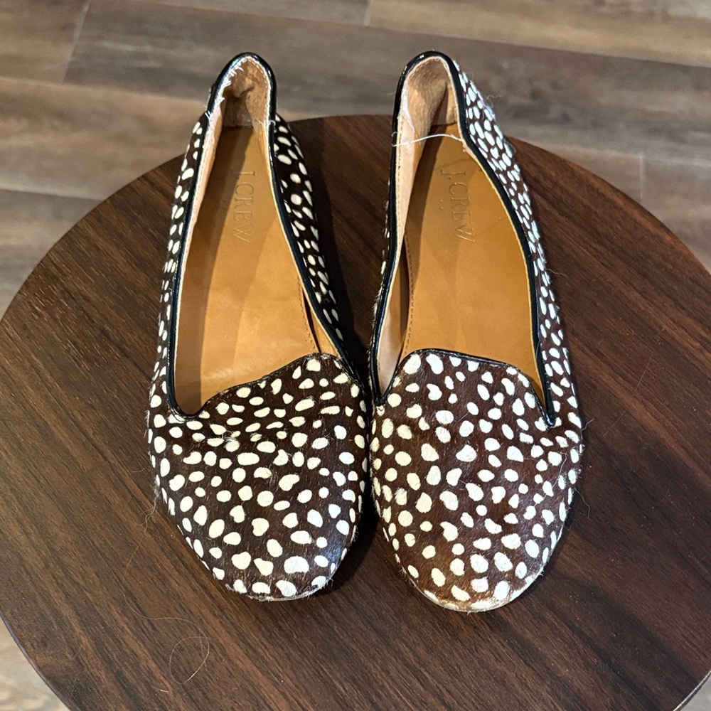 J. Crew Brown and Cream Spotted Loafers - Picture 2 of 6